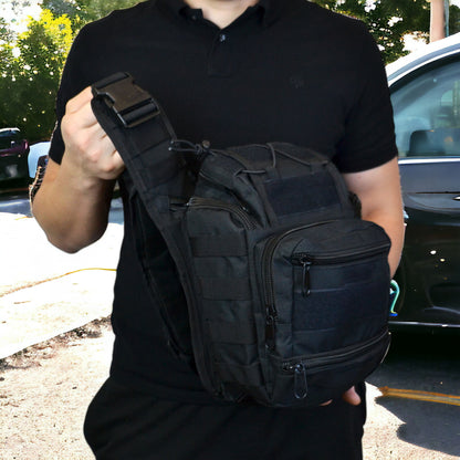 Тактична сумка чорна через плече військова велика нагрудна сумка ВСУ сумка універсальна армійська