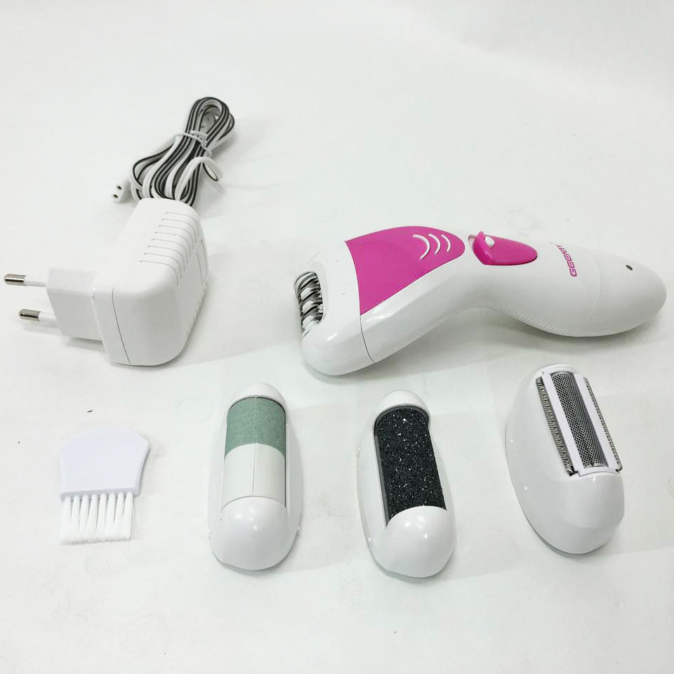 Эпилятор Gemei GM-7006 4в1 - Профеcсиональный беспроводной эпилятор бритва с насадками триммер + пемза