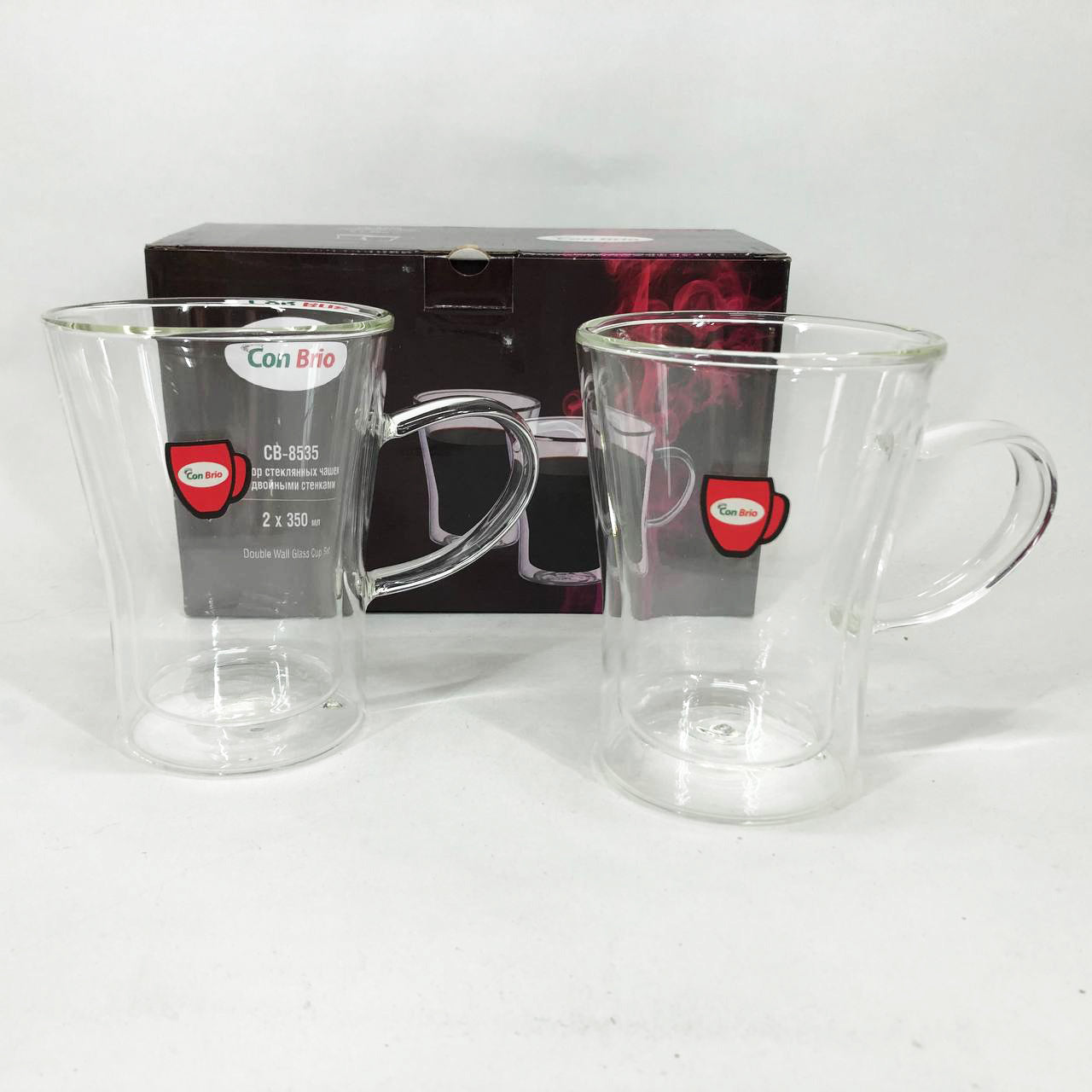 Набор кружек с двойным дном Con Brio CB-8535-2 350 мл 2 шт, чайные чашки с двойным дном