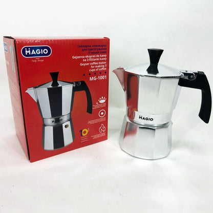 Гейзерная кофеварка Magio MG-1001 150 мл, гейзерная турка для кофе, гейзерная кофеварка из нержавейки