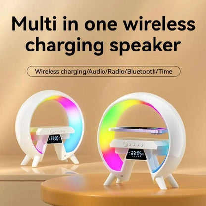 LED Лампа ночник с беспроводной зарядкой и Bluetooth динамиком G-Lite XM-X63, Часы хамелеон с будильник