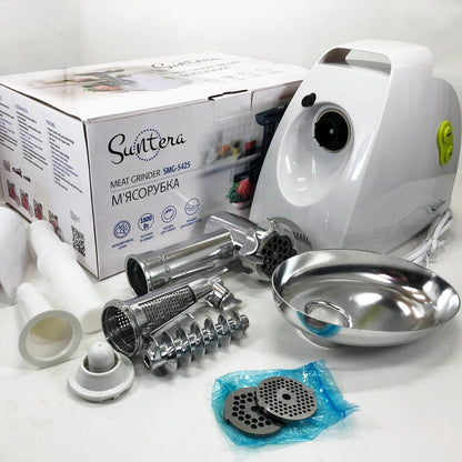 Мясорубка Suntera SMG-5425W, мясорубка-соковыжималка, электрическая мясорубка с насадками для дома