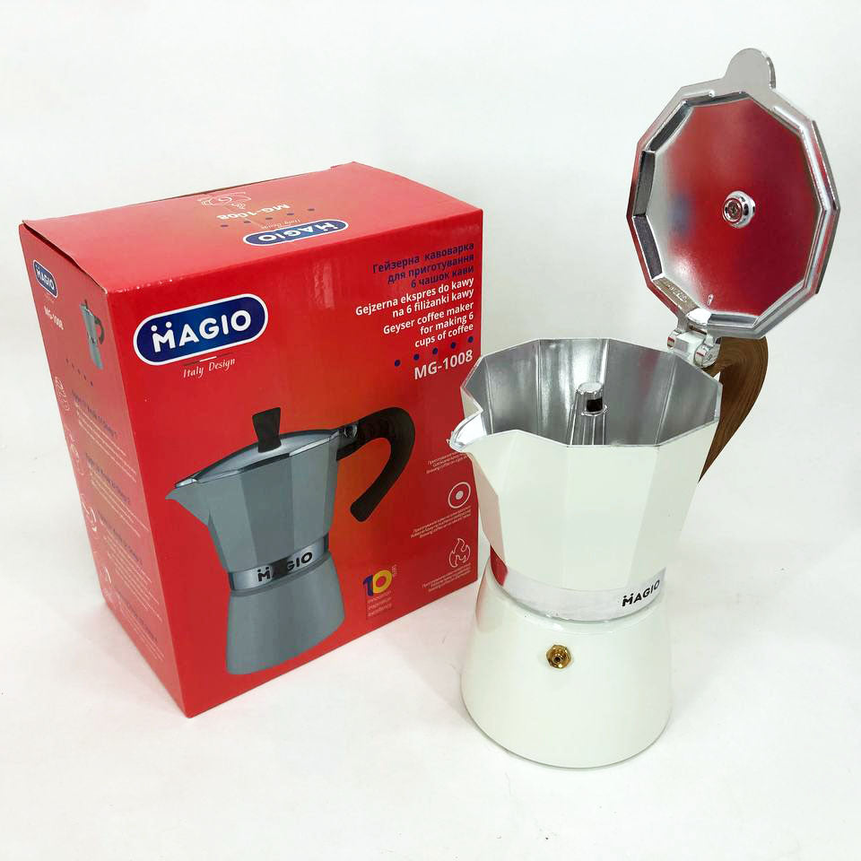 Гейзерная кофеварка Magio MG-1008 300 мл, кофеварка для индукционной плиты, гейзерная турка для кофе