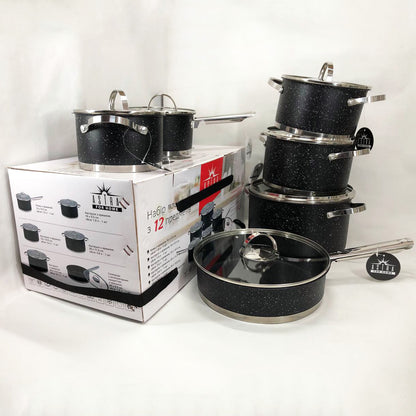 Набор посуды 12 предметов ASTRA A-2512, набор посуды для электрических плит, сборный набор кастрюль