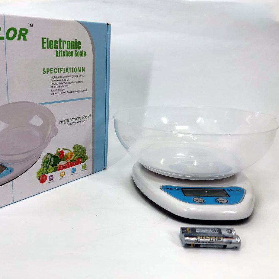 Весы кухонные с чашей QZ-129A 5кг, электронные весы для продуктов, весы для взвешивания продуктов