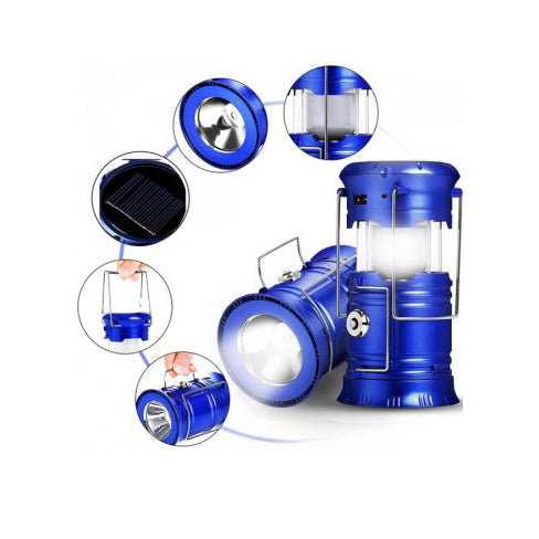 Туристический фонарь-лампа на солнечной батарее с функцией павербанка CAMPING MH-5800T. Цвет: синий