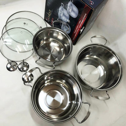 Набор кастрюль из нержавеющая стали с крышками UNIQUE UN-5074, набор посуды для электрических плит