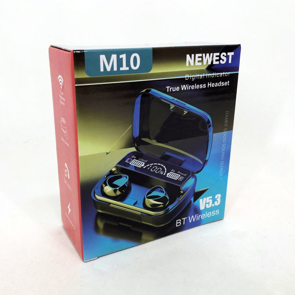 Беспроводные наушники M10 с микрофоном и док станцией-кейсом, беспроводные bluetooth наушники-гарнитура