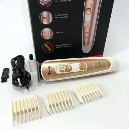 Машинка для стрижки волос Gemei GM-6113 аккумуляторная, машинка мужская для бритья. Цвет: золотой