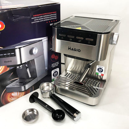 Кофеварка рожковая MAGIO MG-453 960 Вт, кофеварка с возможностью приготовления эспрессо, кофемашина латте