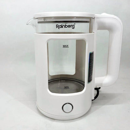 Электрочайник Rainberg RB-2220 стеклянный, дисковый прозрачный. Чайник с подсветкой 2200 Вт. Цвет: белый