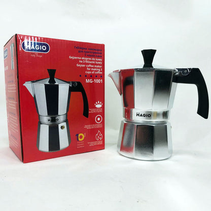 Гейзерная кофеварка Magio MG-1001 150 мл, гейзерная турка для кофе, гейзерная кофеварка из нержавейки
