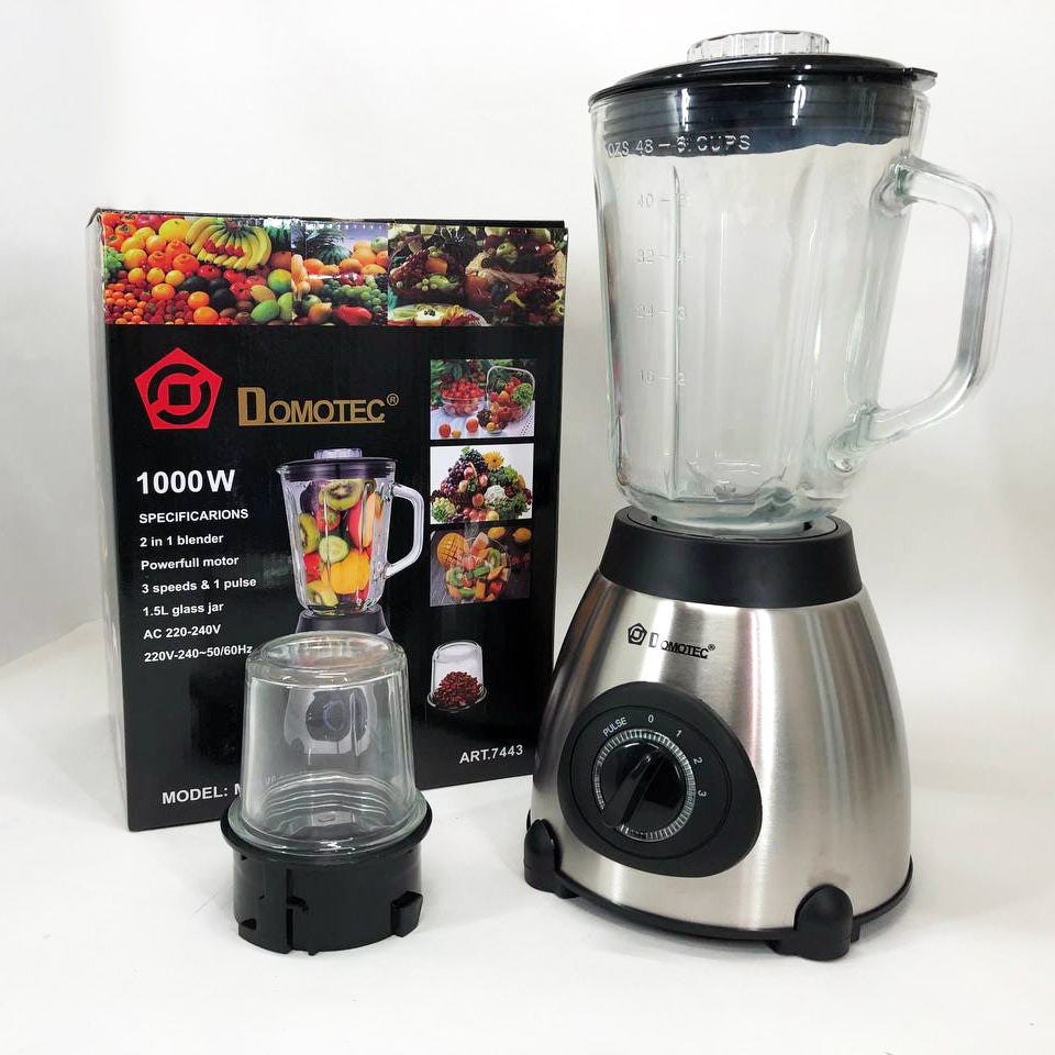 Блендер с кофемолкой 2 в 1 Domotec MS-6610 чаша из стекла 1000 Вт, переносной, блендер чаша измельчитель