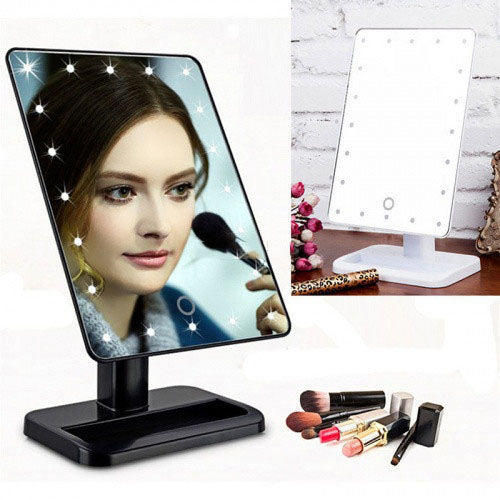 Зеркало для макияжа с 16 LED подсветкой Mirror White, Зеркало со светом для макияжа. Цвет: черный