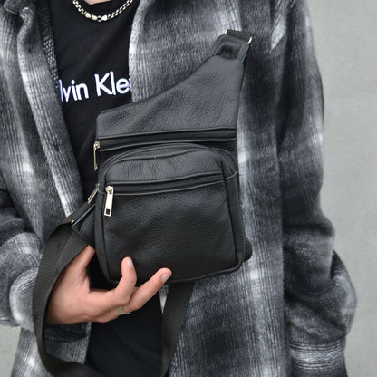 Мужская сумка из натуральной кожи, тактическая сумка - мессенджер черная, тактическая сумка на грудь