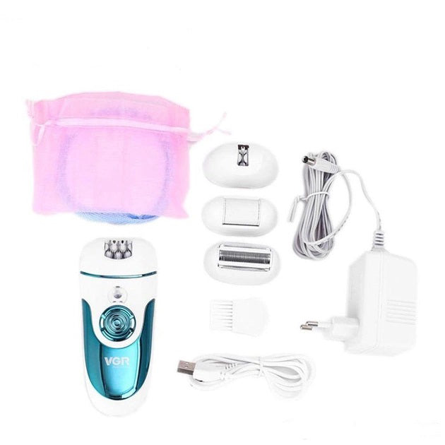 Эпилятор VGR V-700 Женский беспроводной с подсветкой для ног и зоны бикини, пемза, электробритва для ног