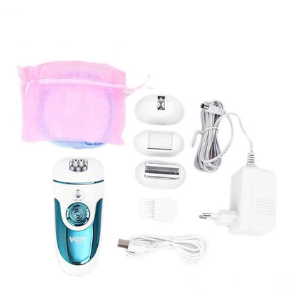 Эпилятор VGR V-700 Женский беспроводной с подсветкой для ног и зоны бикини, пемза, электробритва для ног