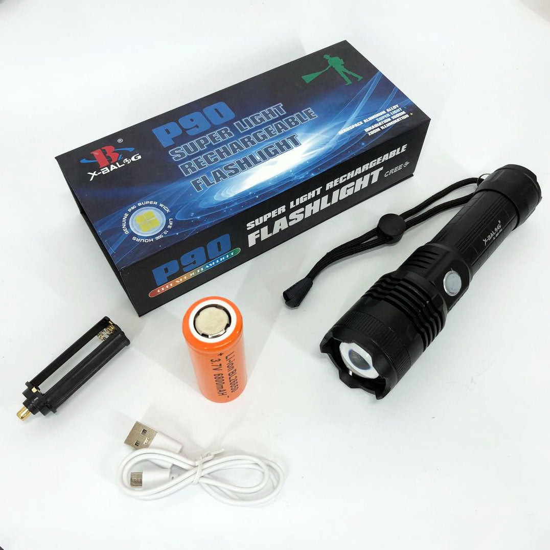 Фонарь аккумуляторный X-Balog BL-B88-P90, яркий фонарик, качественный фонарик, мощный ручной фонарик