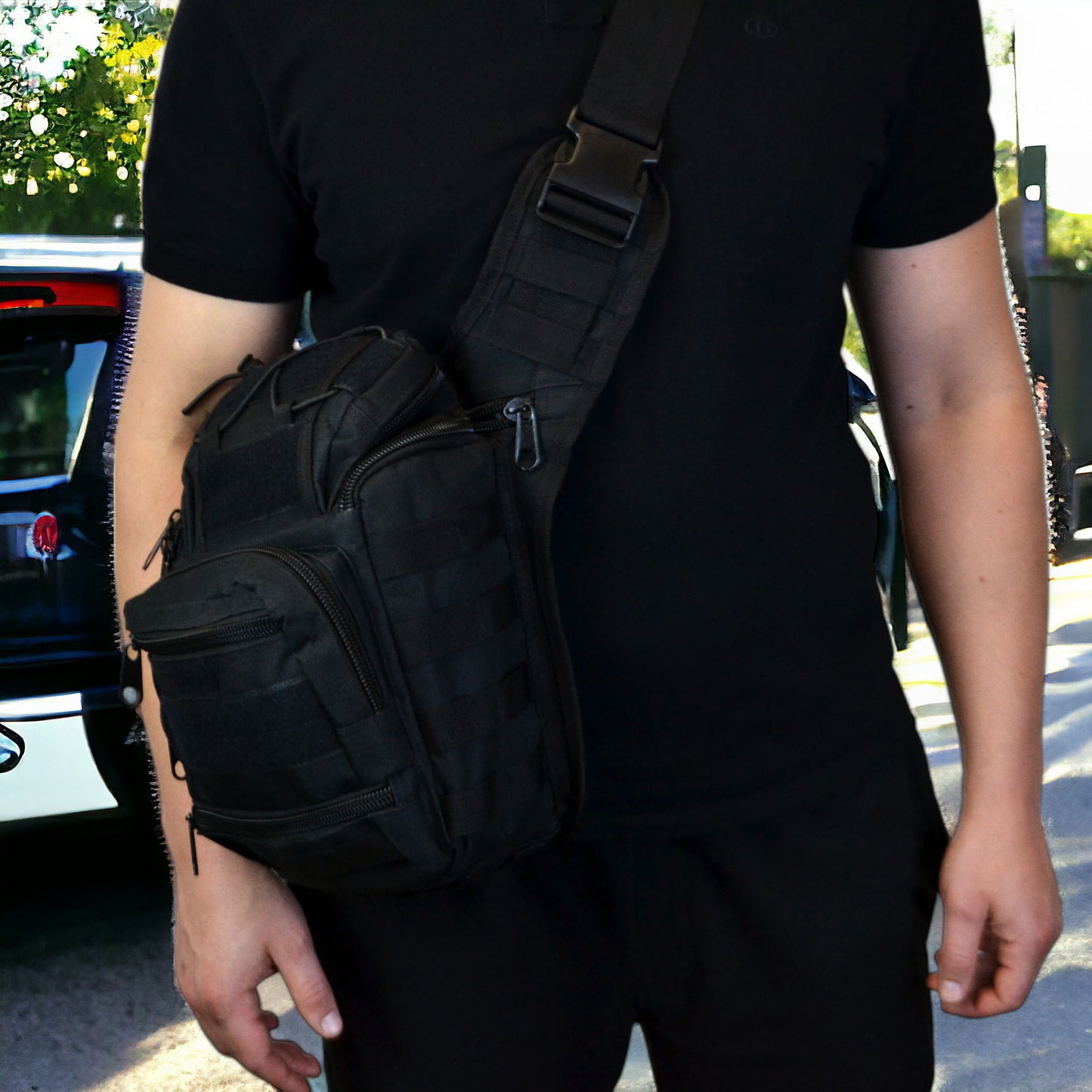 Тактична сумка чорна через плече військова велика нагрудна сумка ВСУ сумка універсальна армійська