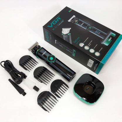 Универсальная машинка триммер для стрижки волос VGR V-671 аккумуляторный с набором насадок и LED дисплеем