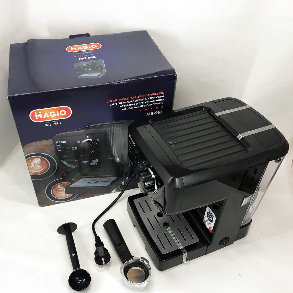 Кофеварка рожковая эспрессо MAGIO MG-962 1140 Вт, кофемашина латте, кофеварка автоматическая