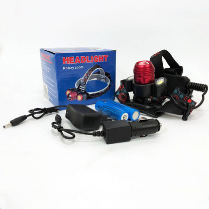 Универсальный налобный фонарь 2117-T6+2COB 2х18650 3 светодиода 4 режима работы свечение 1500 люмен