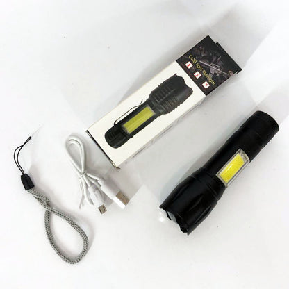 Фонарик аккумуляторный ручной Bailong BL-29 диод T6 + COB зарядка от USB, фонарик led, водонепроницаемый