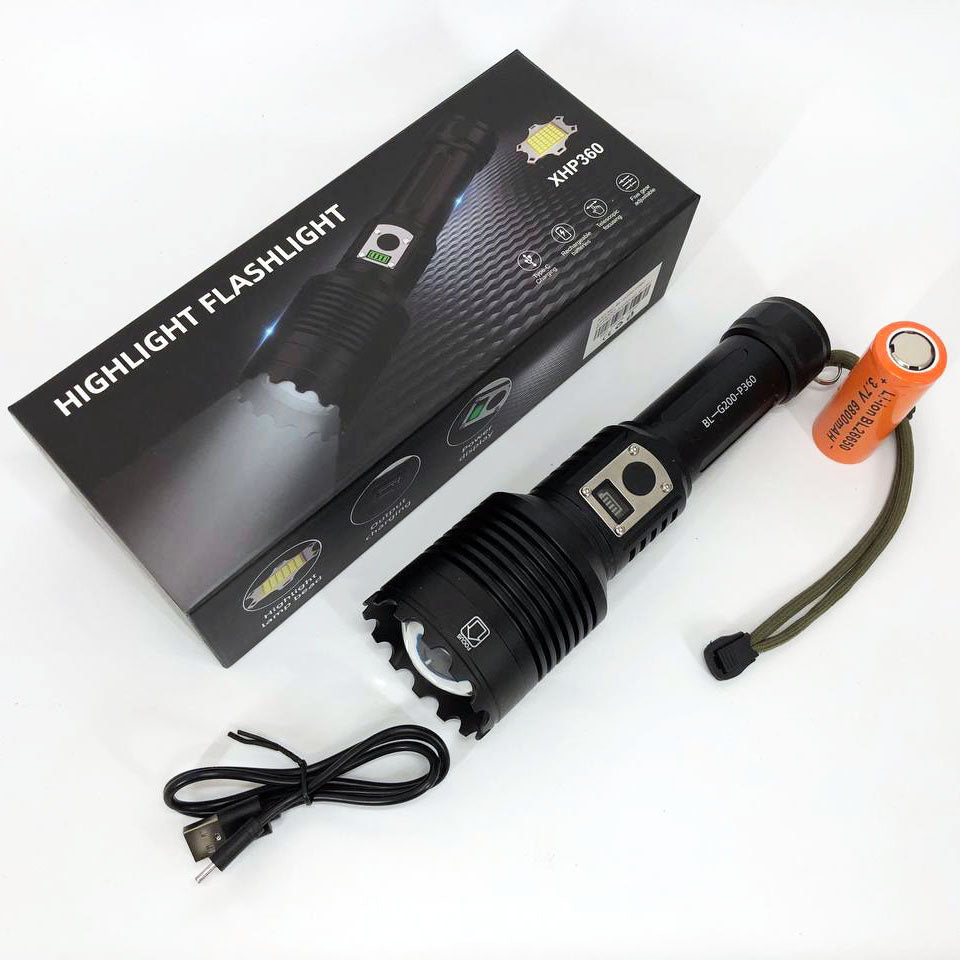 Фонарик Bailong BL-G200-P360, 5 режимов, Zoom, алюминиевый корпус, режим павербанка, фонарь ручной мощный