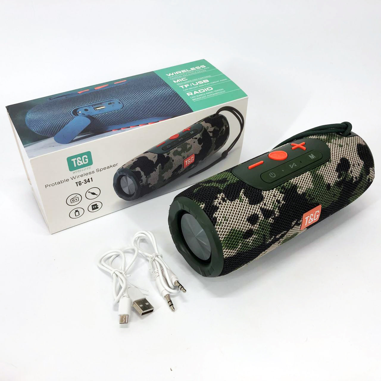 Портативная Bluetooth колонка TG341 со шнурком, аккумуляторная колонка для музыки. Цвет: камуфляж