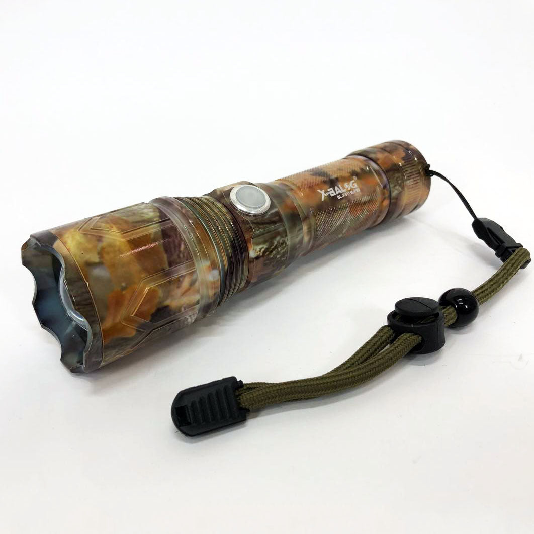 Фонарик ручной тактический Bailong BL-P511M-P90 камуфляж, супер яркий фонарик, мощный карманный фонарик