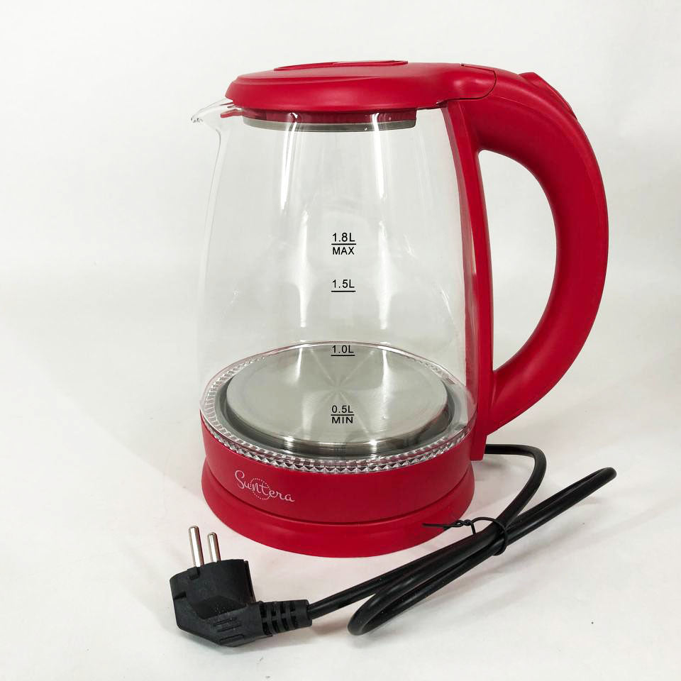 Электрочайник Suntera EKB-322R 1500 Вт, чайники с подсветкой, электрочайники с подсветкой. Цвет: красный