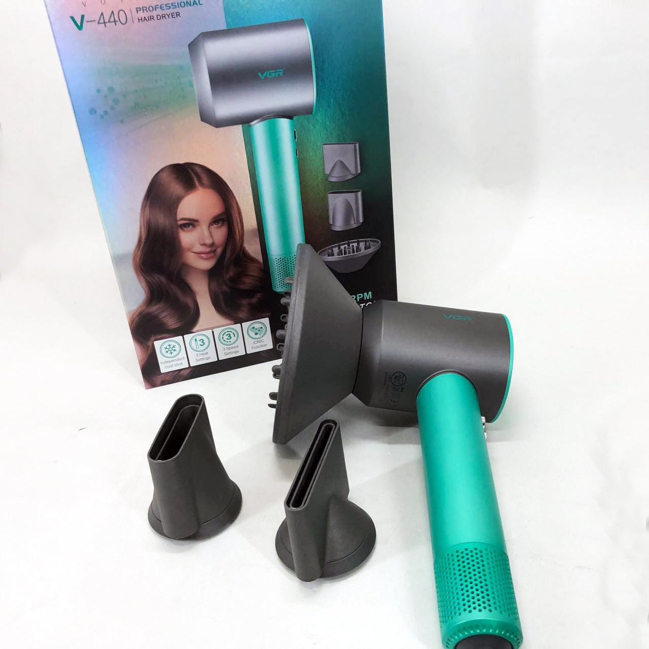 Фен професійний VGR V-440. Цвет: зеленый