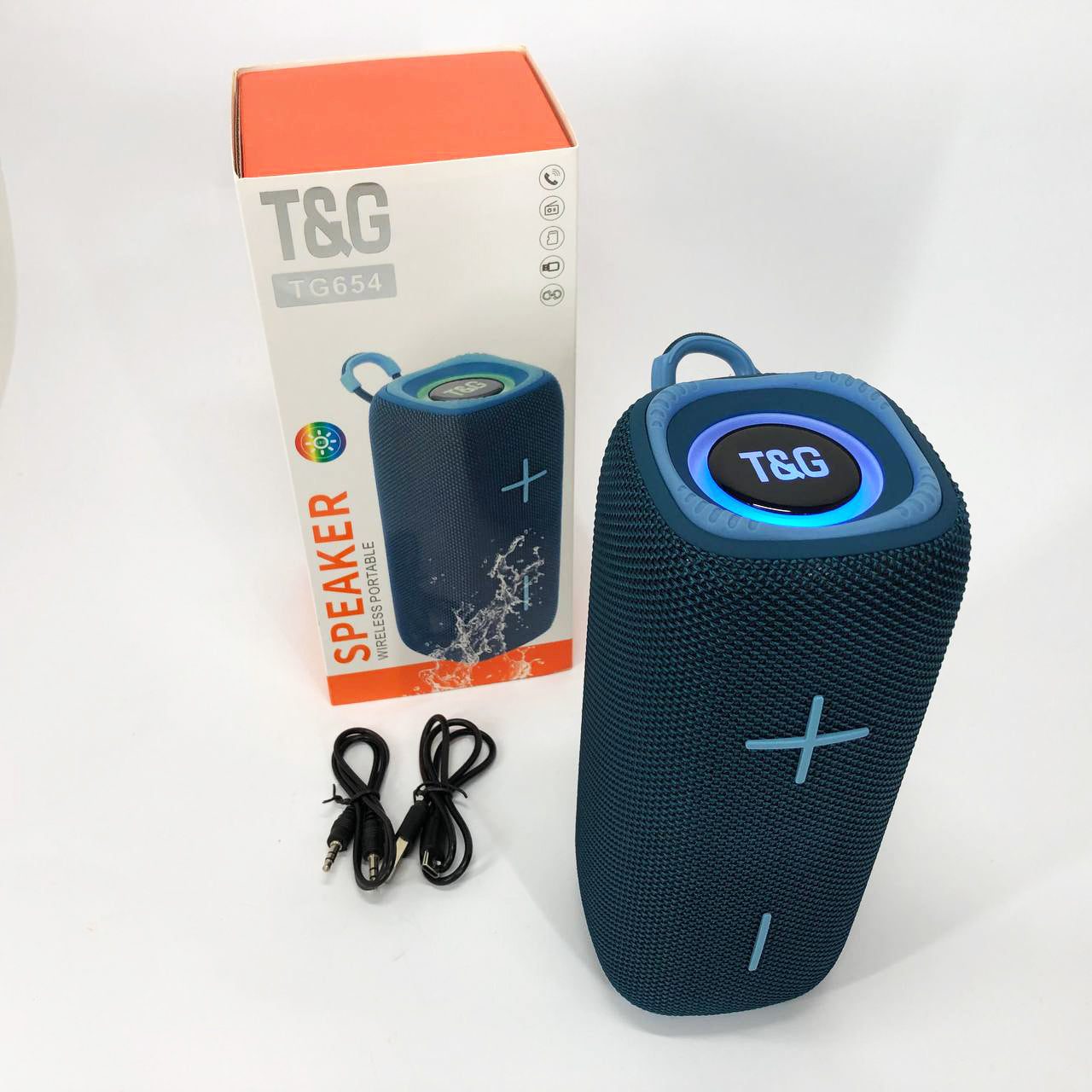 Портативная Bluetooth колонка TG654 8W с подсветкой, Аккумуляторная колонка для музыки. Цвет: синий