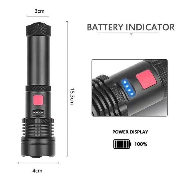 Фонарик светодиодный с аккумулятором X-Balog BL-X72-P90, фонарь ручной мощный, тактичный фонарь