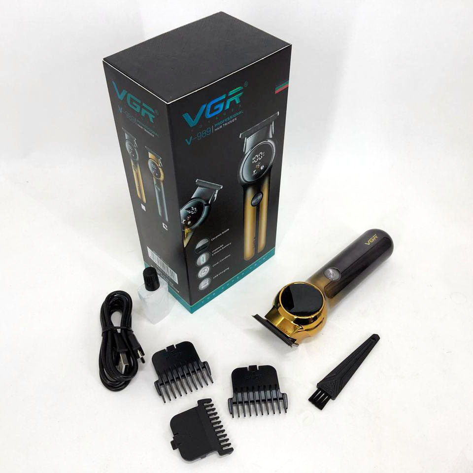 Триммер для бороды и усов VGR V-989 7000 об. Машинка для стрижки, окантовки керамика+сталь. Цвет: черный
