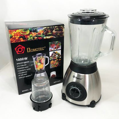 Блендер с кофемолкой 2 в 1 Domotec MS-6610 чаша из стекла 1000 Вт, переносной, блендер чаша измельчитель