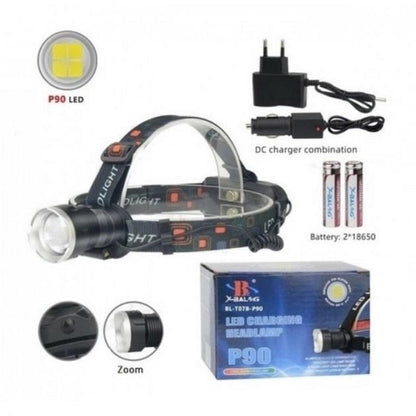 Налобный фонарь X-Balog BL-T07B-P90, мощный тактический налобный фонарик, водонепроницаемый фонарь