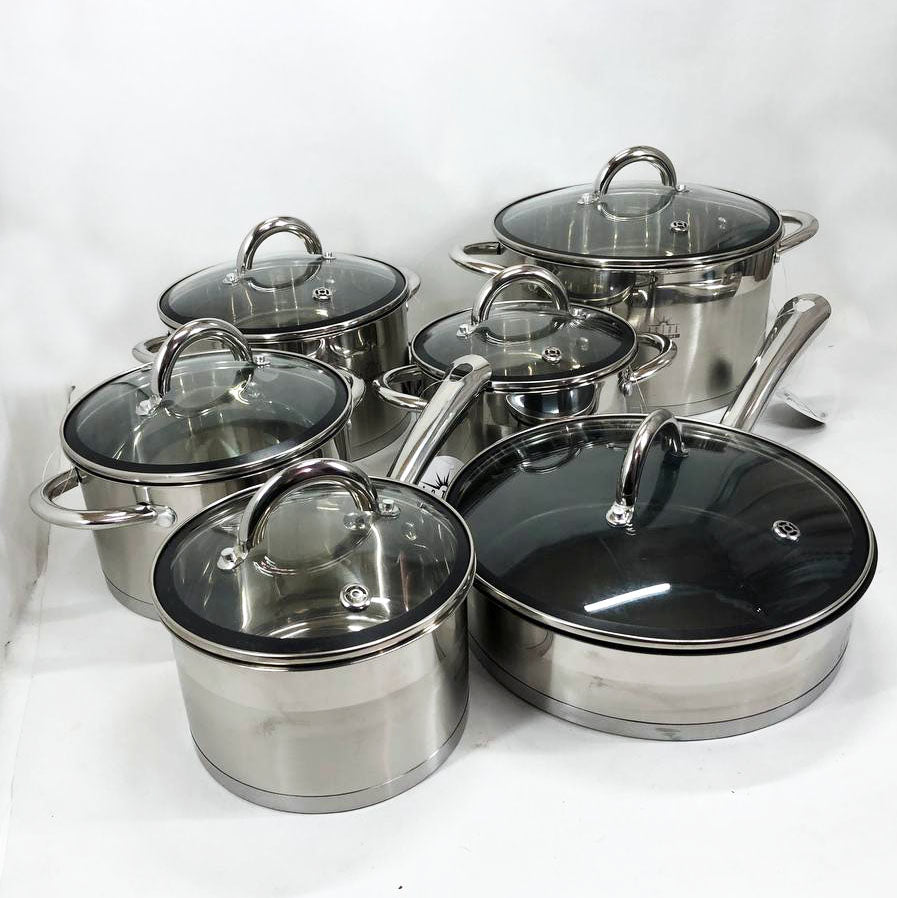 Набор посуды 12 предметов ASTRA A-2412, набор казанов, набор кастрюль из нержавеющей стали