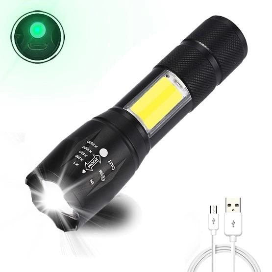 Фонарик аккумуляторный ручной Bailong BL-29 диод T6 + COB зарядка от USB, фонарик led, водонепроницаемый