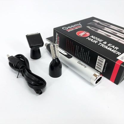 Триммер для носа и ушей GEMEI GM-3107 3в1, электробритва с насадками для бороды, тример для бороды