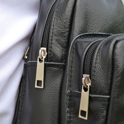 Сумка из натуральной кожи, слинг мужской черный, барсетка, кросс боди, Практичная сумка-мессенджер