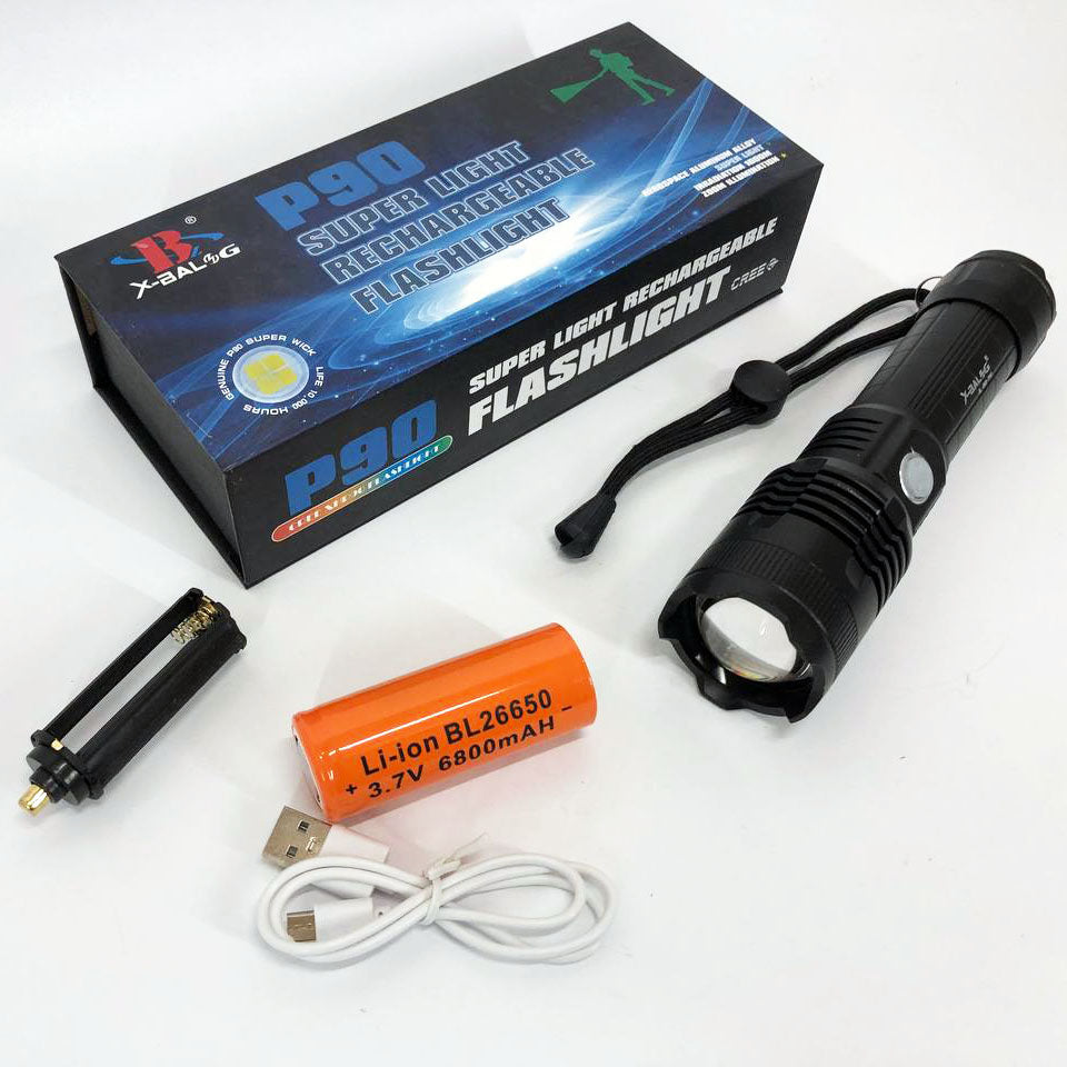 Фонарь аккумуляторный X-Balog BL-B88-P90, яркий фонарик, качественный фонарик, мощный ручной фонарик