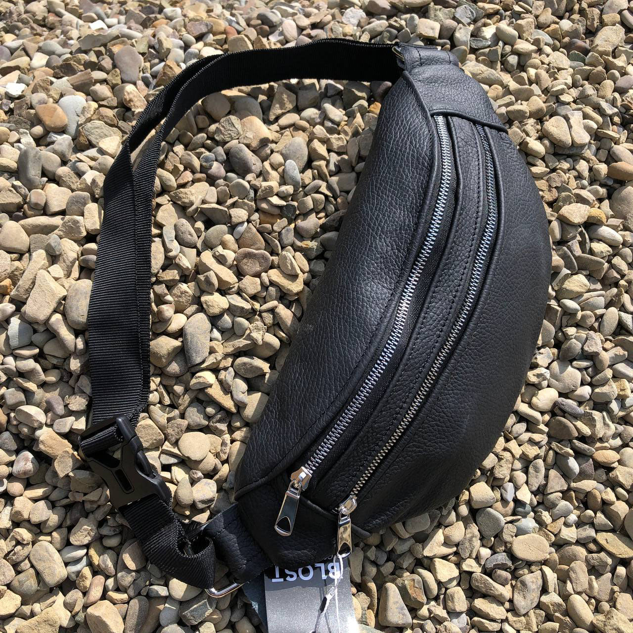 Качественная бананка из натуральной кожи, сумка мужская - женская кожаная барсетка.