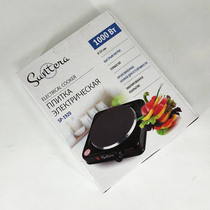 Плита електрична Suntera SP-1920, електроплита для дачі, електроплита 1000 w. Колір: чорний