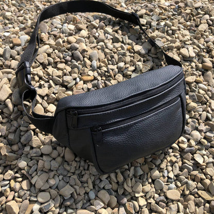 Мужская бананка из натуральной кожи, Бананка для мужчин, Бананка напоясная сумка, бананка вместительная