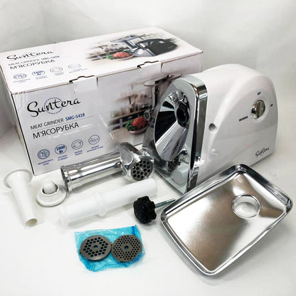 Мясорубка Suntera SMG-5418W, электромясорубка для дома, мясорубка с металлическим редуктором