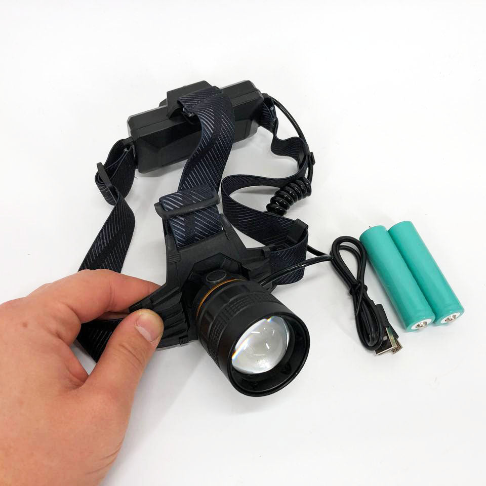 Яркий налобный фонарь Bailong BL-8076-2-GT100, Фонарь аккумуляторный для рыбалки, Фонарь на голову