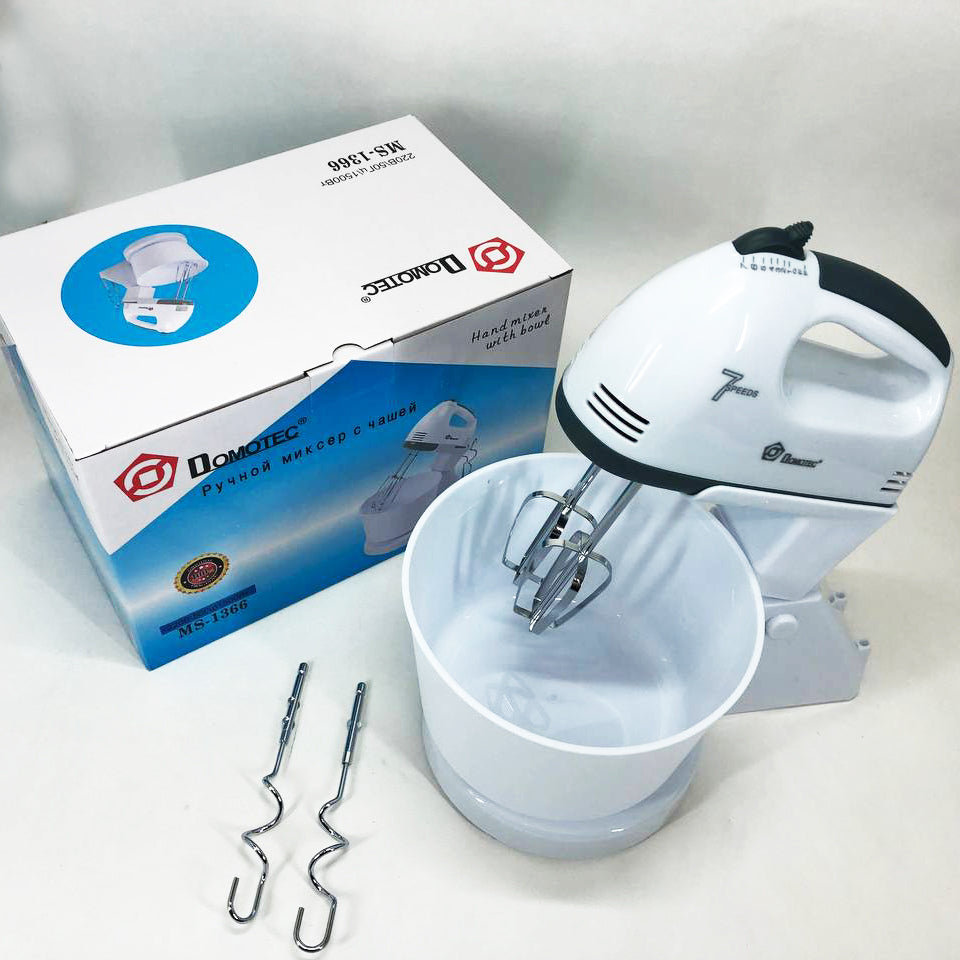 Міксер побутовий 7 швидкостей із чашею 2 л Domotec MS-1366, міксер кухонний стаціонарний, кухонний тістоміс