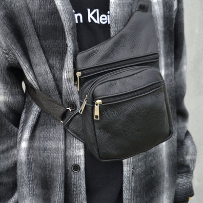 Мужская сумка из натуральной кожи, тактическая сумка - мессенджер черная, тактическая сумка на грудь