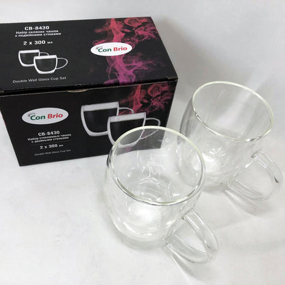 Набор кружек с двойным дном Con Brio CB-8430-2 300 мл 2 шт, стаканы с двойным дном набор, чашки для кофе
